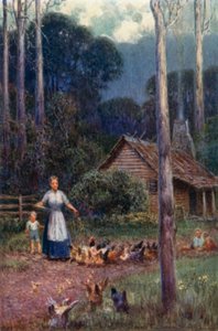Chata v buši (barva litho)
