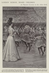 Děti London School Board na fyzických cvičeních v Albert Hall (litho)