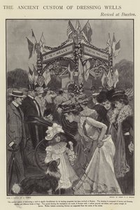 Starověký zvyk upravovat studny oživil v Buxton, Derbyshire (litho)