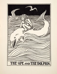 Opice a delfín, ze Sto Ezopových bajek, pub.1903