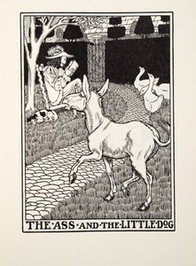 Osel a malý pes, od Fontaine Fables, hospoda. 1905 od Percy J. Billingshurst