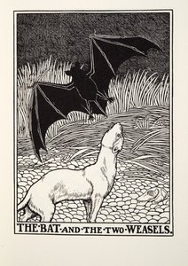 The Bat and the Two Weasels, od Fontaine Fables, hospoda. 1905