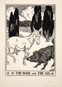 Kanec a osel, ze sta Ezopových bajek, pub.1903