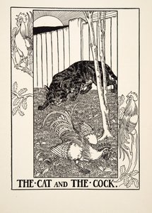 Kočka a kohout, ze sta Ezopových bajek, pub.1903