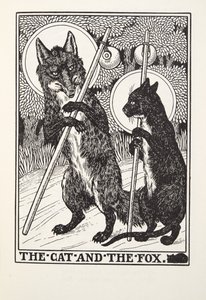 Kočka a liška, z Fontaine Fables, hospoda. 1905 od Percy J. Billingshurst