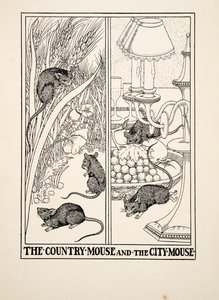 Venkovská myš a městská myš, ze Sto bajek Ezopových, pub. 1903 od Percy J. Billingshurst