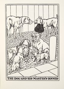 The Dog and his Masters Dinner, z Fontaine Fables, hospoda. 1905