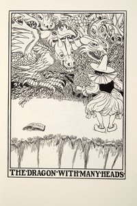 Drak s mnoha hlavami, od Fontaine Bajky, hospoda. 1905 (rytina) od Percy J. Billingshurst