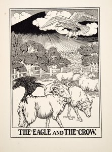 Orel a vrána, ze sta Ezopových bajek, pub.1903