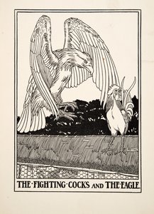 The Fighting Cocks and the Eagle, ze Sto bajek Ezopových, pub. 1903