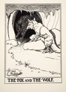 Liška a vlk, ze sta Ezopových bajek, pub. 1903 (rytina) od Percy J. Billingshurst