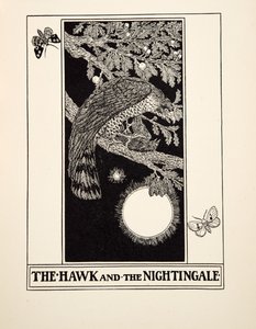 Jestřáb a slavík, ze Sto Ezopových bajek, pub.1903