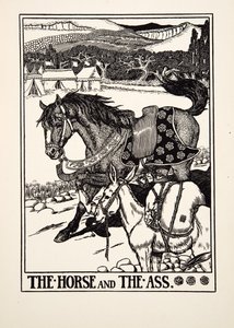 Kůň a osel, ze sta Ezopových bajek, pub.1903