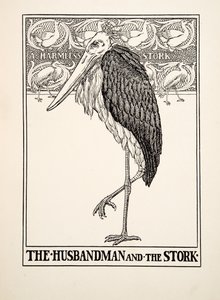Manžel a čáp, ze sta Ezopových bajek, pub.1903