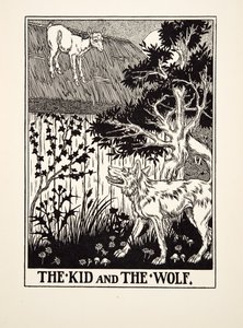 Kid a vlk, ze Sto bajek Ezopových, pub.1903