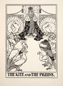The Kite and the Pigeons, from A Hundred Bajky of Ezop, pub.1903 od Percy J. Billingshurst