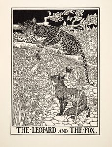 Leopard a liška, ze sta Ezopových bajek, pub.1903