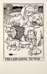 The Lion Going to War, od Fontaine Fables, hospoda. 1905