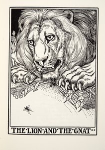 The Lion and the Gnat, from Fontaine Fables, pub. 1905