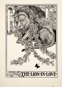 Zamilovaný lev, ze sta Ezopových bajek, pub.1903