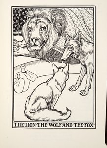 Lev, vlk a liška, z Fontaine Fables, hospoda. 1905 od Percy J. Billingshurst