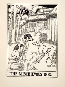 Zlomyslný pes, ze sta Ezopových bajek, pub. 1903 (rytina) od Percy J. Billingshurst