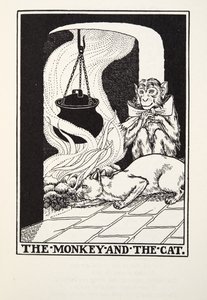 The Monkey and the Cat, from Fontaine Fables, pub. 1905 od Percy J. Billingshurst