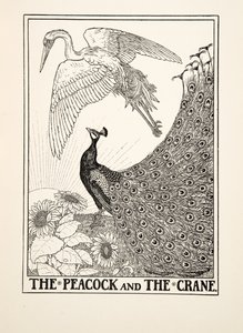 Páv a jeřáb, ze Sto Ezopových bajek, pub.1903