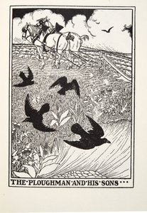 Oráč a jeho synové, z Fontaine Fables, hospoda. 1905