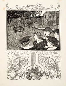 Síla hudby, ze Sto anekdot o zvířatech, hospoda. 1924 (rytina) od Percy J. Billingshurst