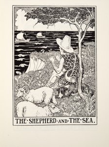 The Shepherd and The Sea, od Fontaine Fables, hospoda. 1905 od Percy J. Billingshurst