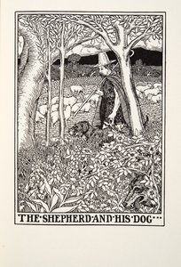 Pastýř a jeho pes, z Fontaine Fables, hospoda. 1905
