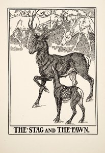 Jelen a kolouch, ze Sto Ezopových bajek, pub.1903