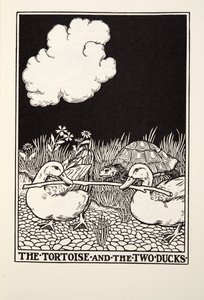 The Tortoise and the Two Ducks, from Fontaine Fables, pub. 1905 od Percy J. Billingshurst