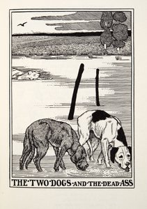 The Two Dogs and the Dead Ass, from Fontaine Fables, pub. 1905 od Percy J. Billingshurst