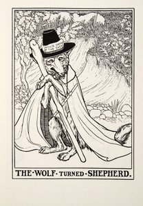 The Wolf Turned Shepherd, from Fontaine Fables, pub. 1905 od Percy J. Billingshurst