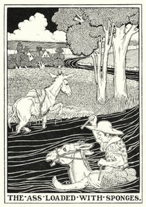 Bajky La Fontaine: Zadek naložený houbami (litho)