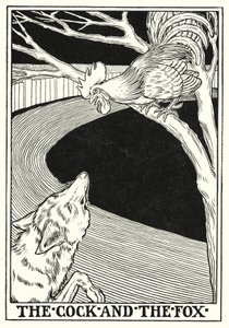 Bajky La Fontaine: Kohout a liška (litho)