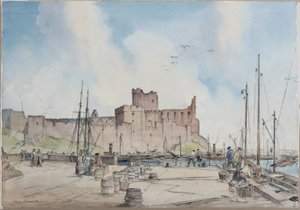 Peel Castle, Isle of Man (tužka a akvarel na papíře)