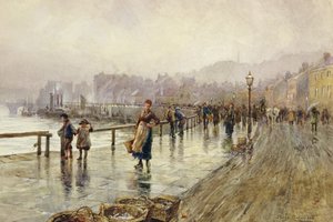 Mokrý den ve Whitby (akvarel na papíře)