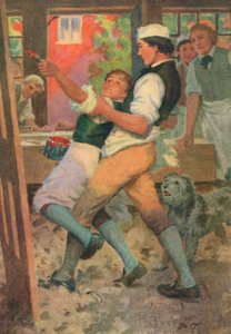 Ilustrace k Adamu Bedeovi od George Eliotové (barevná litografie)
