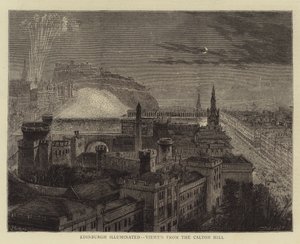 Edinburgh Illuminated, při pohledu z Calton Hill
