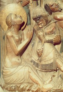 Umučení svaté Thecly, detail z hlavního oltáře (alabastr) od Pere Johan