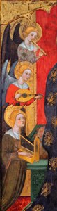 Madonna obklopená hudebními anděly - Detail andělů - Madonna s anděly hrajícími hudbu (Detail) - Obraz od Pere Serry (aktivní cca 1357-1406), cca 1380 - Tempera na panelu - Museu Nacional d
