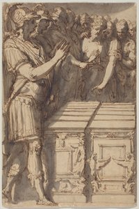 Alexandr zasvěcuje oltáře dvanácti olympským bohům od Perino del (1501-47) Vaga