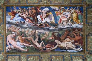 Zeus zasáhl rebelující obry (Pád obrů) v Jupiterově síni
