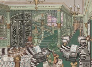 Melrose Hotel Lobby, 1880, c. 1947. od Perkins Harnly