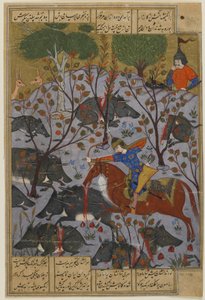 Bijan loví kance, ze Shahnamy, kolem roku 1600 od Persian School