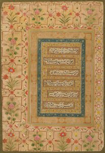 Kaligrafie z alba Late Shahjahan, cca 1640-50 (neprůhledný akvarel a zlato na papíře)