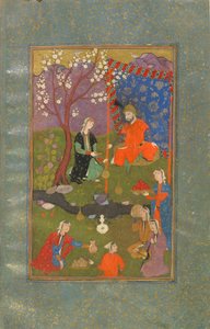 Folio z knihy Džamšíd u Churšída, Írán, safavidské období, cca 1600 (neprůhledný akvarel, tuš a zlato na papíře) od Persian School